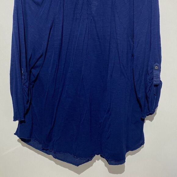 Nine West Jeans Women's Blue Floral Split Neck Rolltab 3/4 Sleeve Blouse Sz XXL - Picture 6 of 12